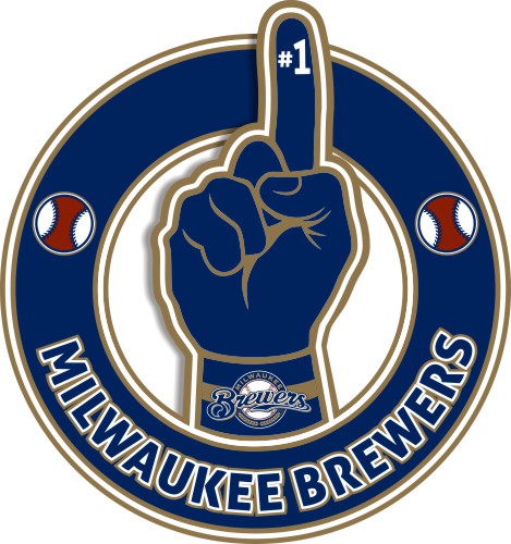 Number One Hand Milwaukee Brewers logo heat sticker